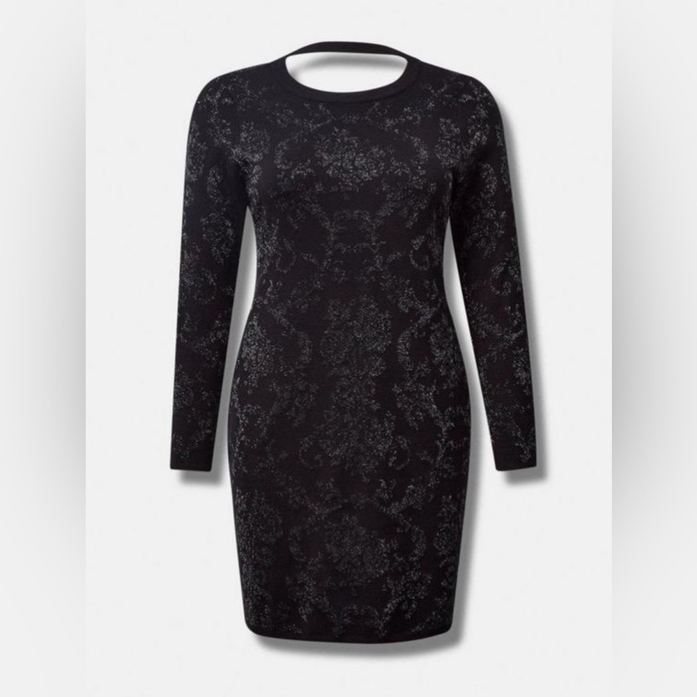Torrid Mini Jacquard Bodycon Black Embellished Design Dress Size 5 / 5XL